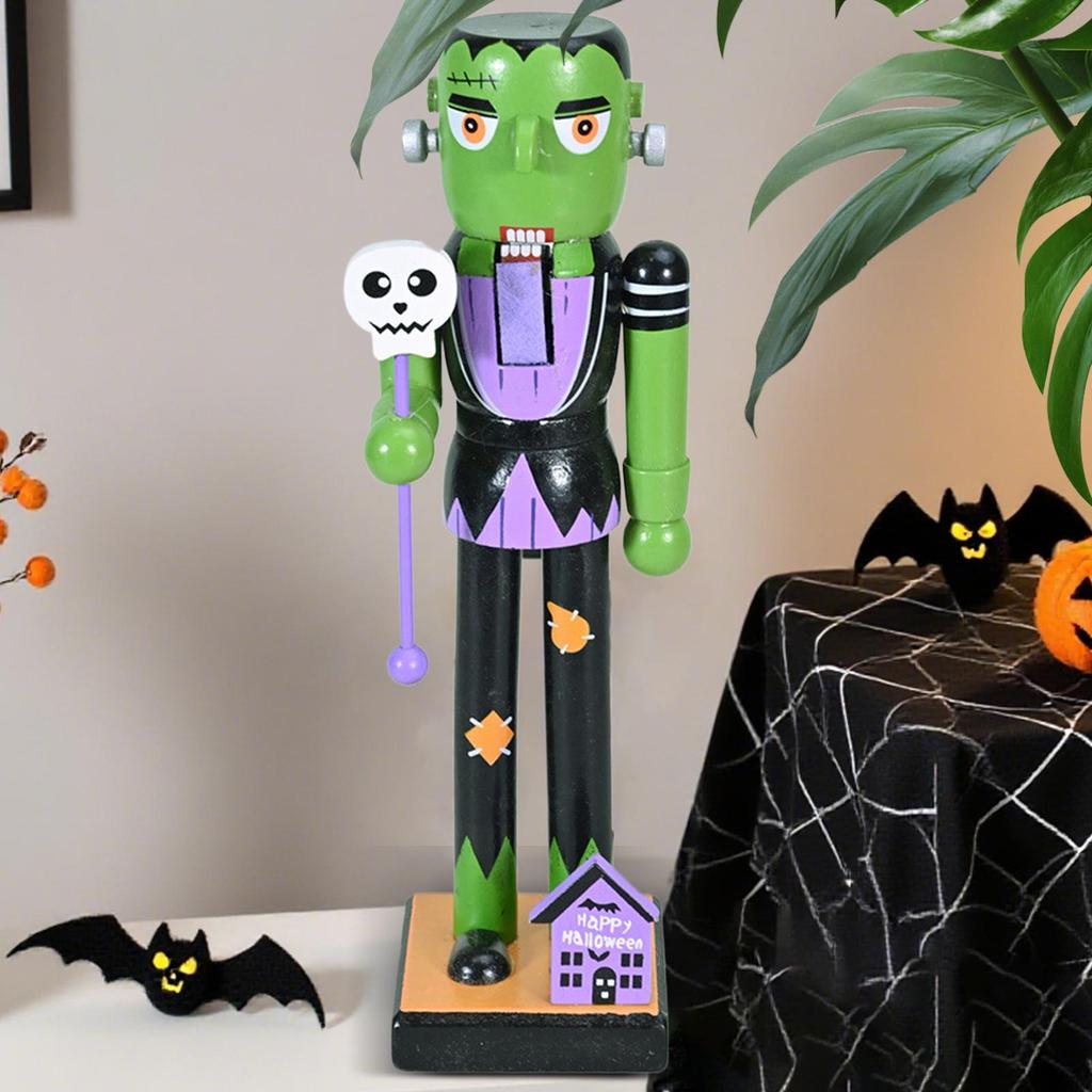 Halloween Holz Nussknacker Hexe, Roboter, Katze, Mumie, Schädel, Kürbisform Holz Nussknacker Figuren Feiertagsdeko Ausstellung