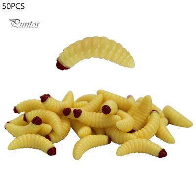 Puntos Sport 50Pcs Freshwater Seawater Fishing Tackle Artificial Worm Soft Baits Fish Lures