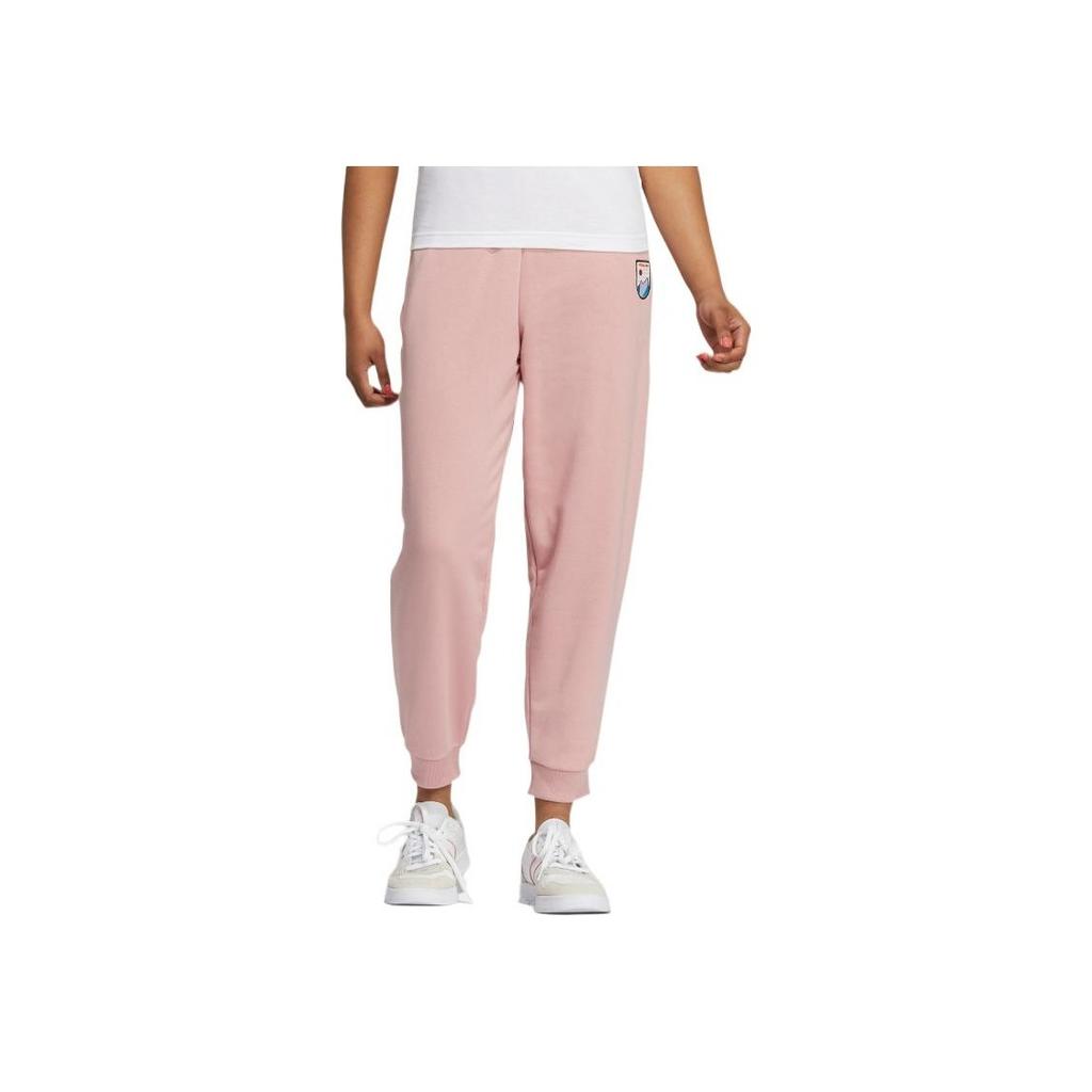 Adidas Neo Printed Logo Solid Color Sports Long Pants Women Bottoms Purple Pink HE4481