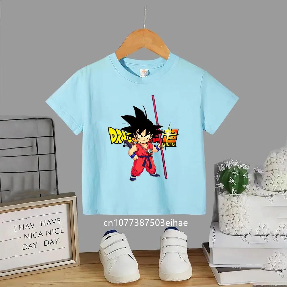 2026 Summer Dragon Ball Kids TShirt God Goku Super Saiyan Anime Character Short Sleeve Casual Tee for Boys Girls Children