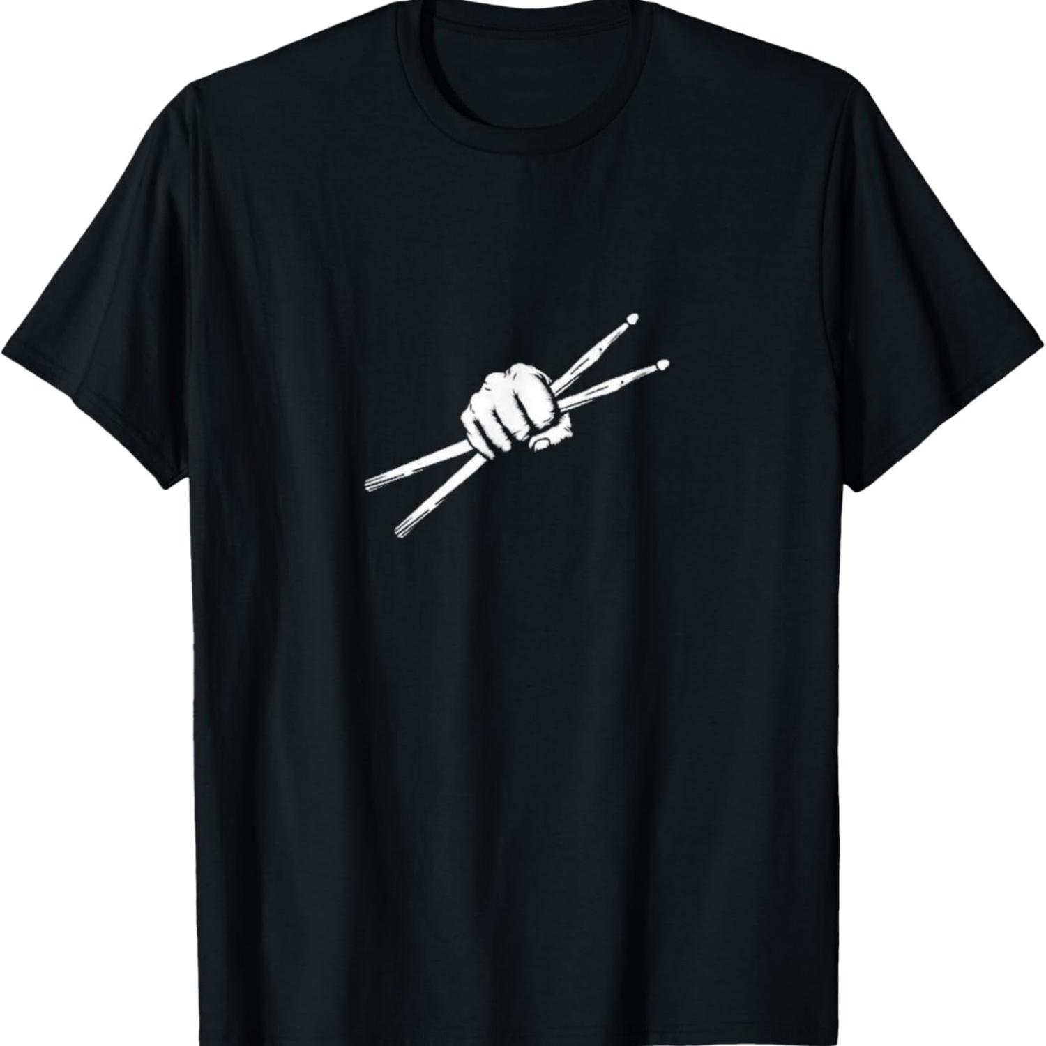 

Drummer T-Shirt Drumsticks Motif Drums Mobile Phone Case Drum Kit T-Shirt S чёрный