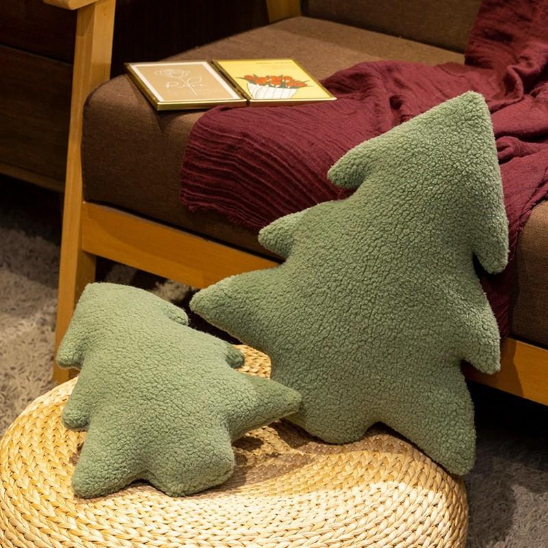 Christmas Tree Plush Cushion With Plant Floral Pattern For Living Room Decor