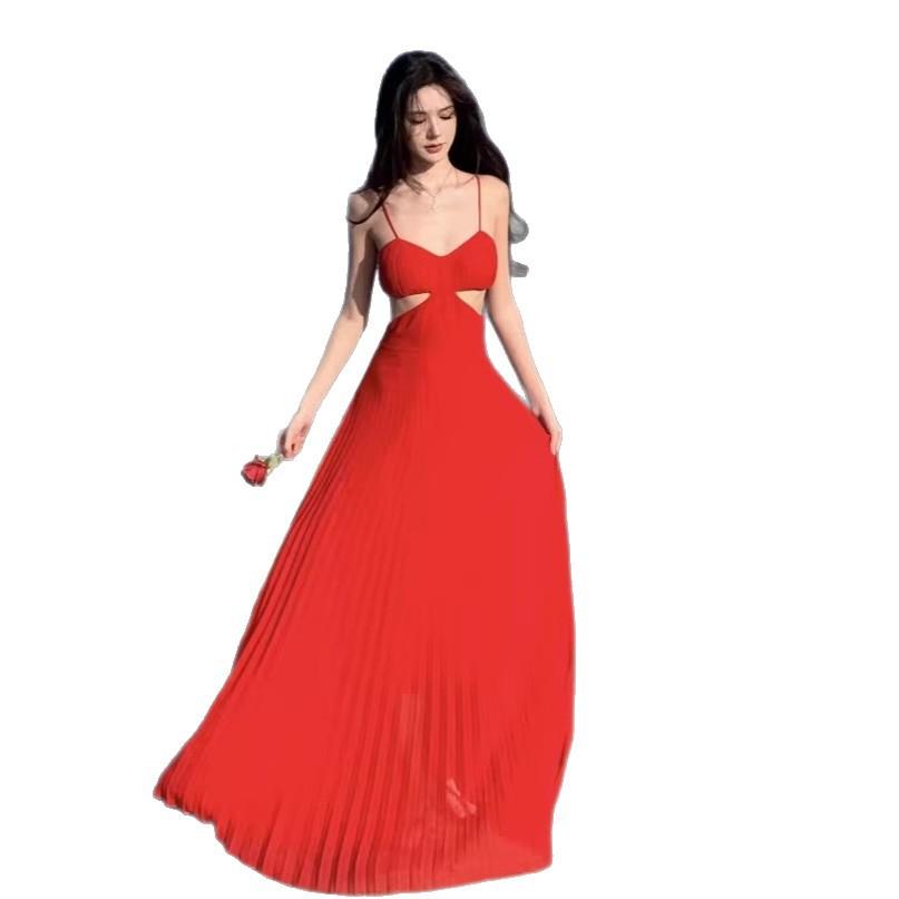 High-end Dress Skirt Pamine Design Long Dress Seaside Vacation Halter Suspender Dress Beach Dress Long Dress