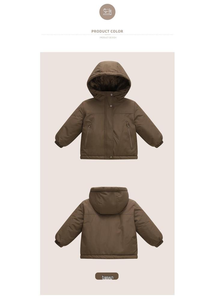 New Style Down Cotton Jacket for Boys and Girls - Thick Fleece-Lined, Hooded Coat for Children