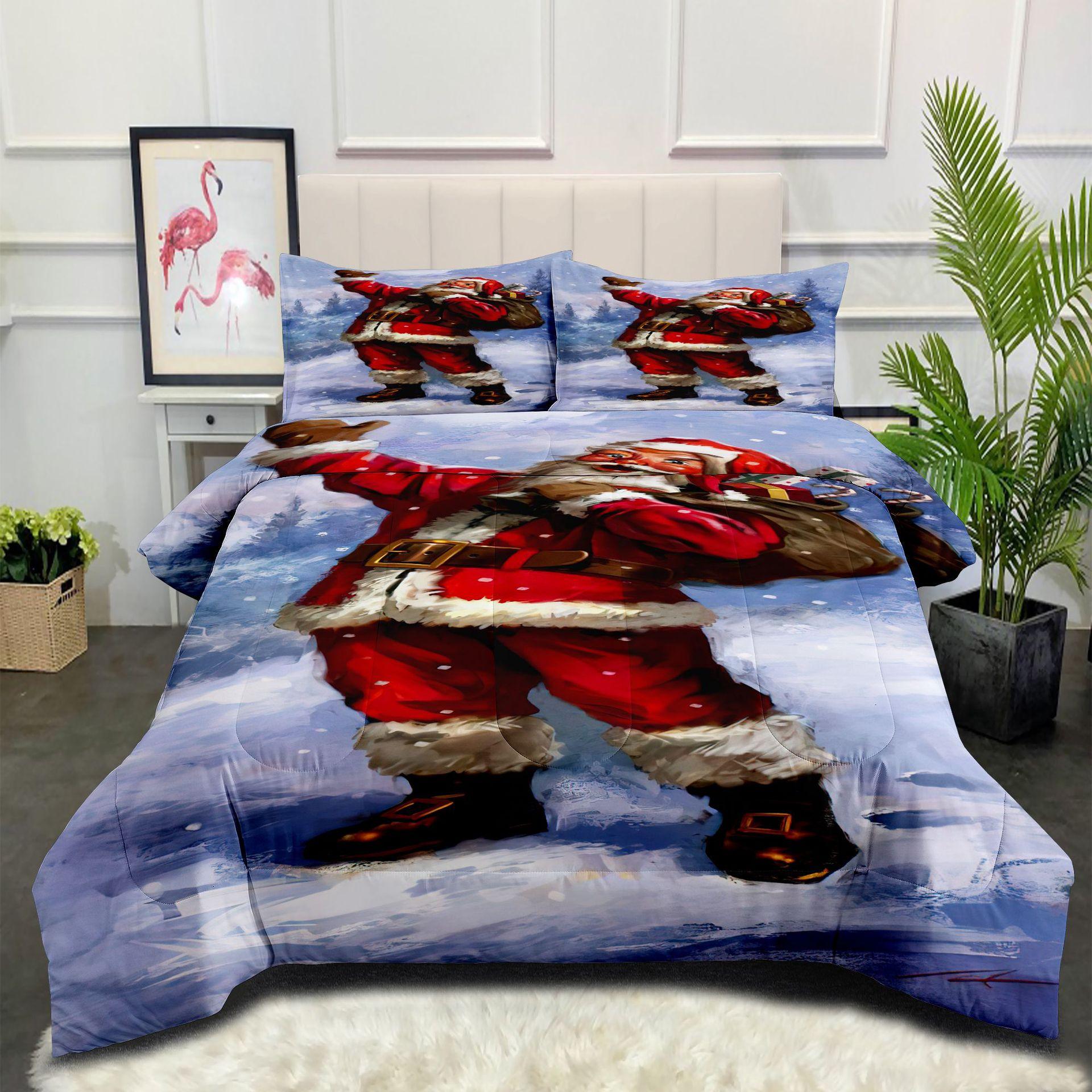 

Трехсекционный набор: Пуховое шелковое хлопковое одеяло, Покрывало с Санта-Клаусом 140*200cm