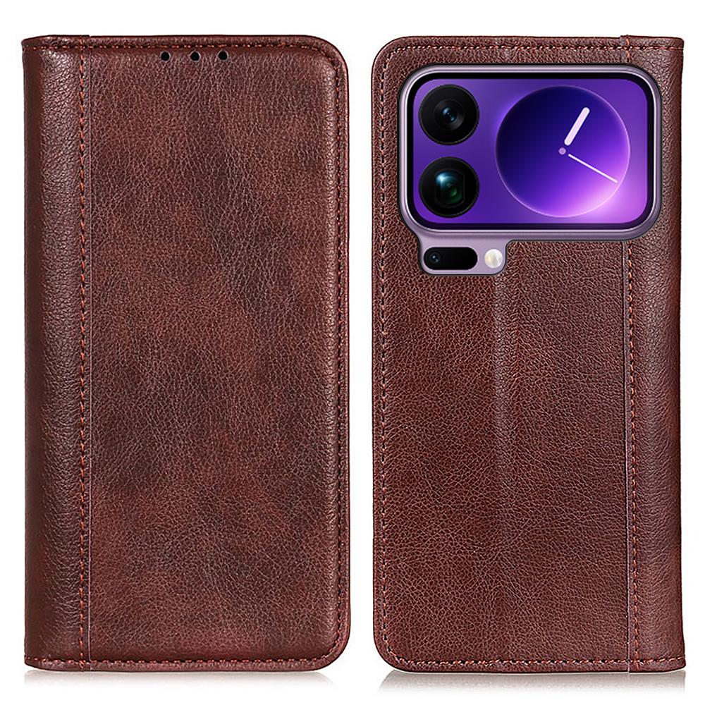 

For Xiaomi 17 Pro Max Stand Case Split Leather Litchi Texture Wallet Phone Cover