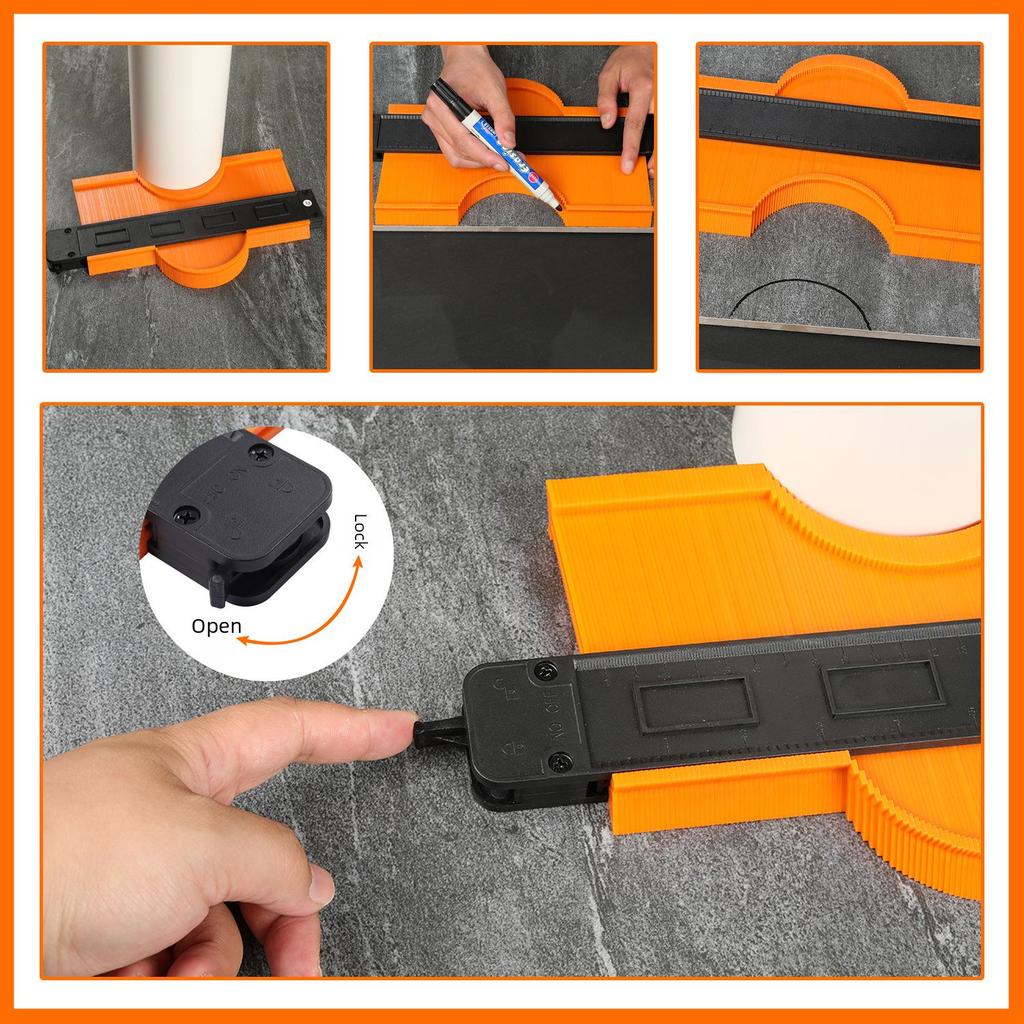 Adjustable Contour Gauge with Wide Lock for Profiling and Measuring Arcs