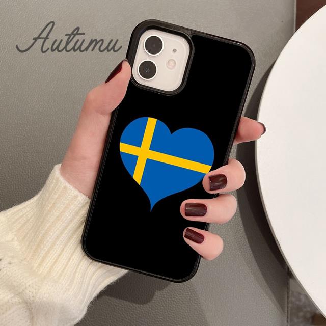 Schweden Flagge Handyhülle für iPhone 11 12 13 14 Pro Max mini X XR XS SE 2020 5 6S 7 8 Plus Samsung Galaxy S21 S22 Hülle