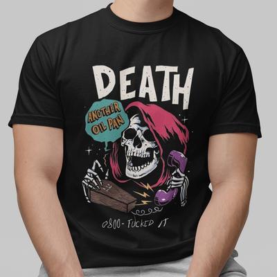 Tod Skelett Grafik T-Shirt Vintage Streetwear Sensenmann T-Shirt Unisex Schwarz