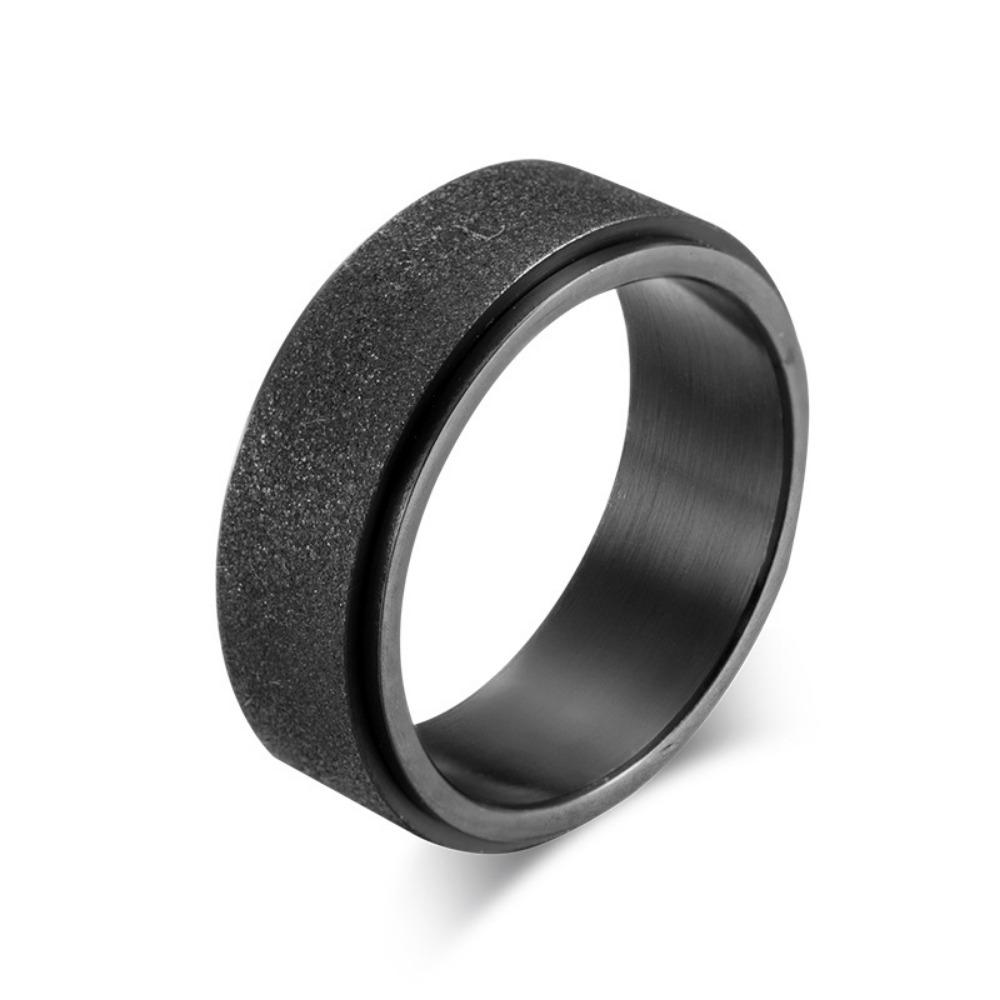 Titanium Steel Frosted Rotating Ring Stainless Steel Diamond Sand Anxiety Relieving and Stress Relieving Ring