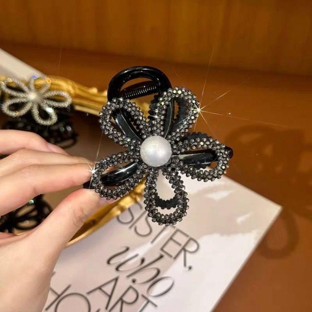 

Hair Clamps Diamond Hollow Flower Hair Clip Exquisite Women s Hair Accessory 03