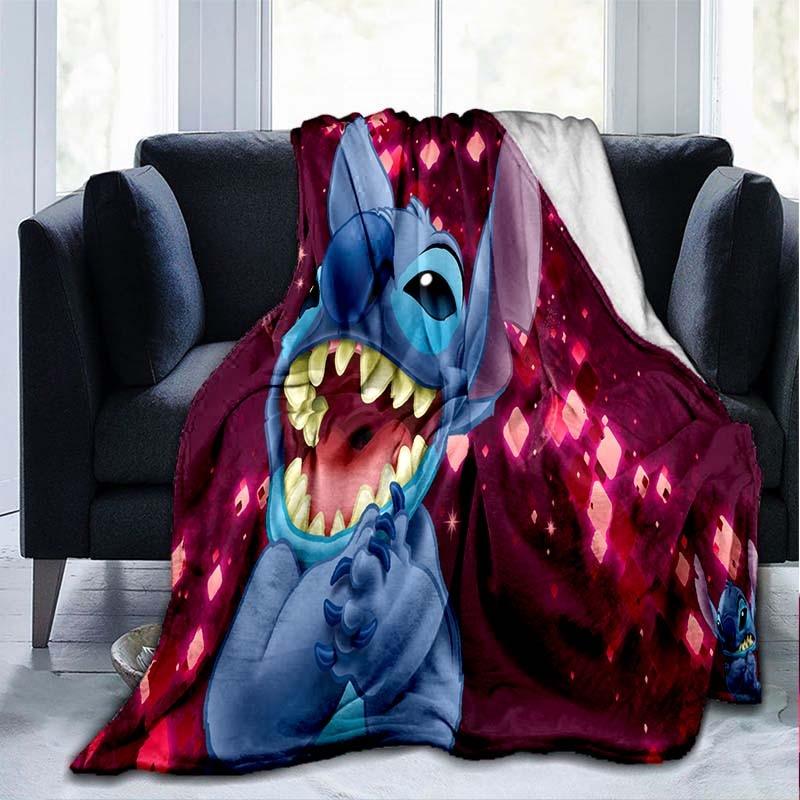 Blanket Bedding Love Seaside Stitch for Children and Adults Travel Cover Blanket Soft Bedspread Office Flannel Blanket