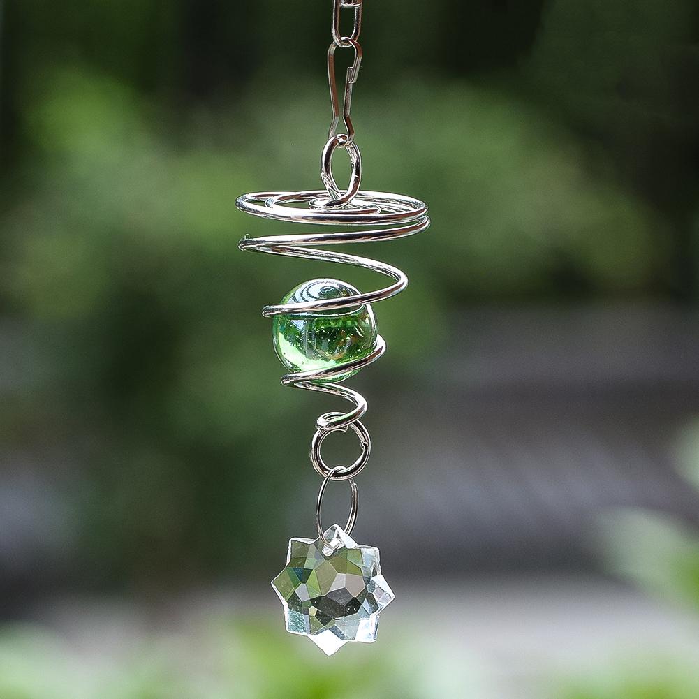 D5 Gazing Ball Spiral Tail DIY Suncatcher Wind Spinner Stabilizer Crystal Prism Rainbow Maker Garden Hanging Decor+ Swivel Hook