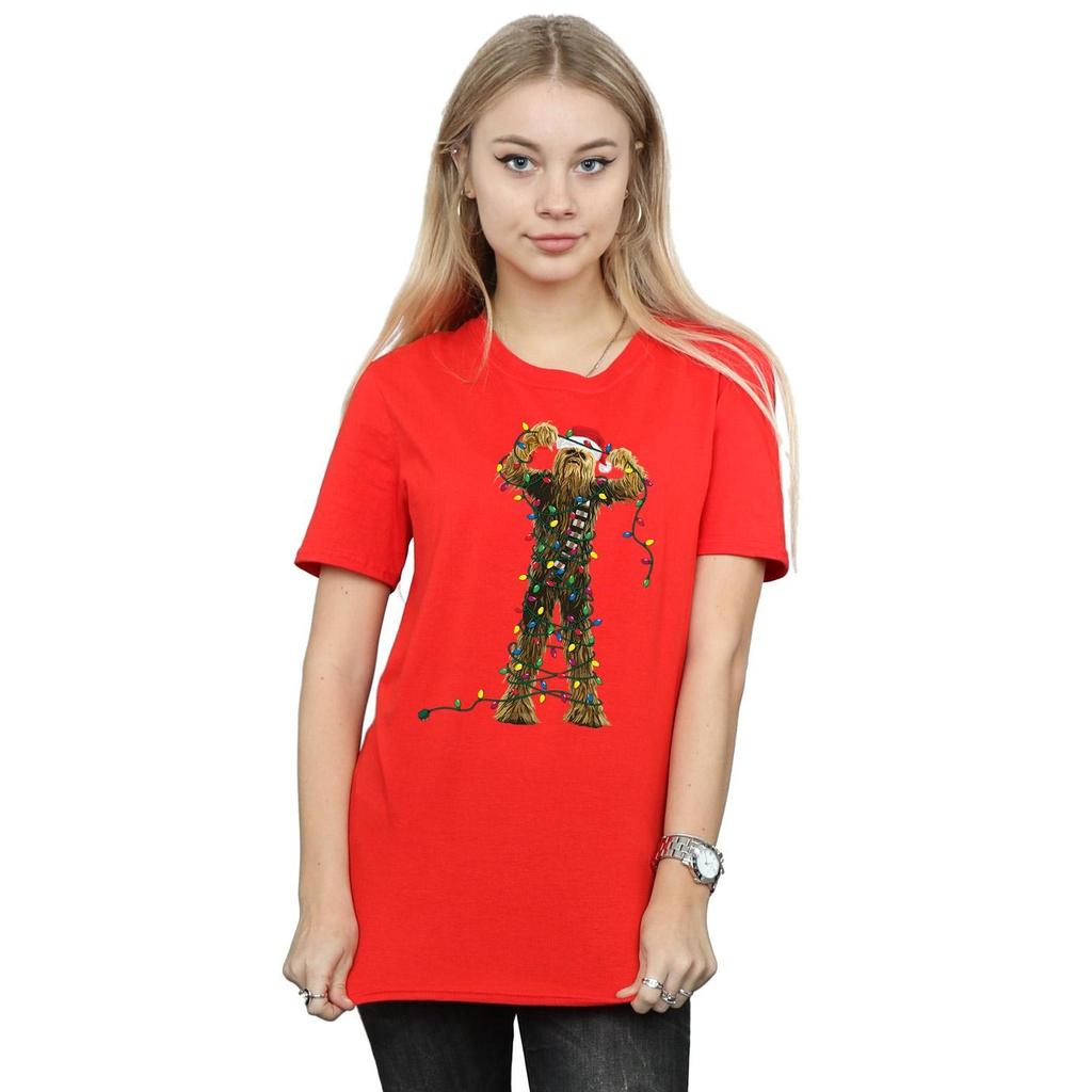 Star Wars Womens/Ladies Chewbacca Christmas Lights Cotton Boyfriend T-Shirt