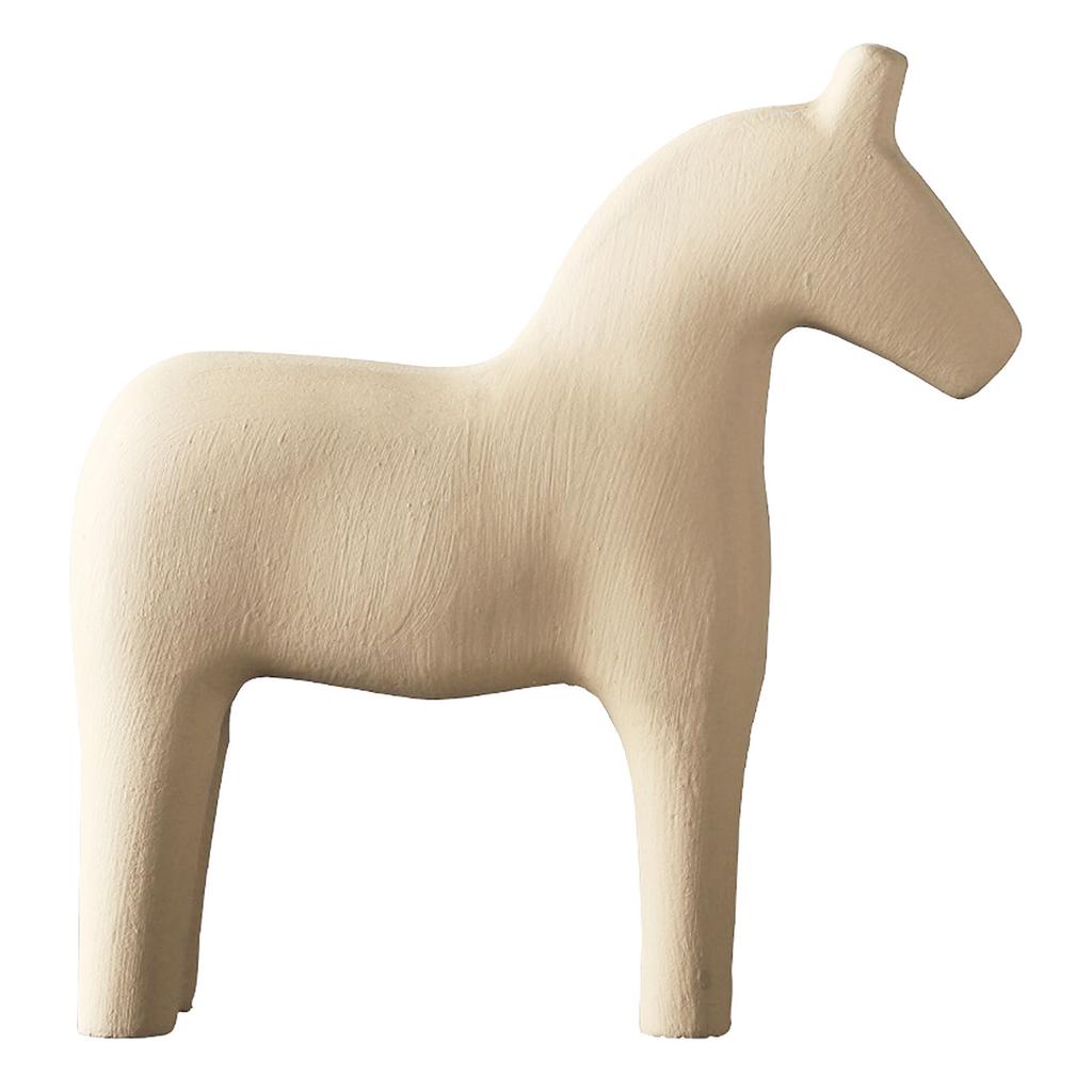 Wooden Horse Figurine Sturdy Pinewood Hand Painted Simple Pure Color Horse Statue for Family Office