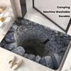3D Hole Rug Realistic Bottomless Pit Floor Mat Funny Optical Illusion Rug with Non-Slip Backing for Entrance Living Room Bathroom