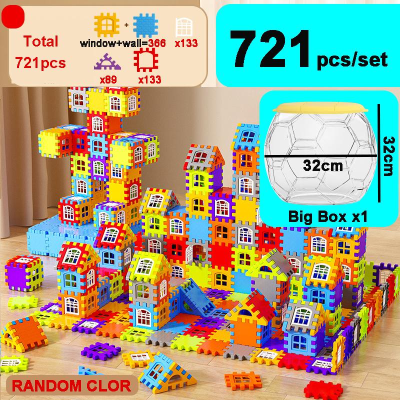 DIY Large Size Building Blocks Toy Simulated House Window with Big Capacity Storage Box Football Shape Small Seat Gifts for Kids
