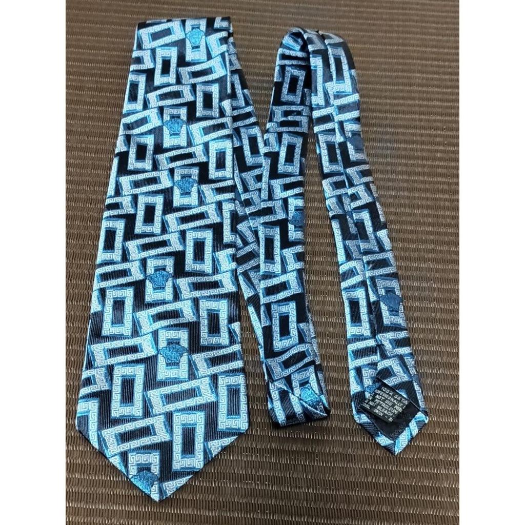 Used VERSACE Versace tie blue Medusa pattern silk