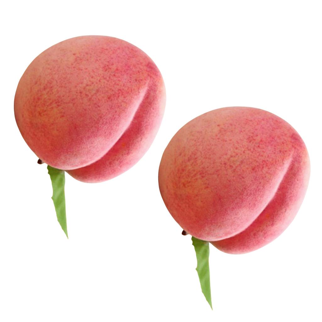 2pcs Artificial Peach Fruit Realistic Faux Fruits Peaches for Home Kitchen Table Decoration and Photography Props