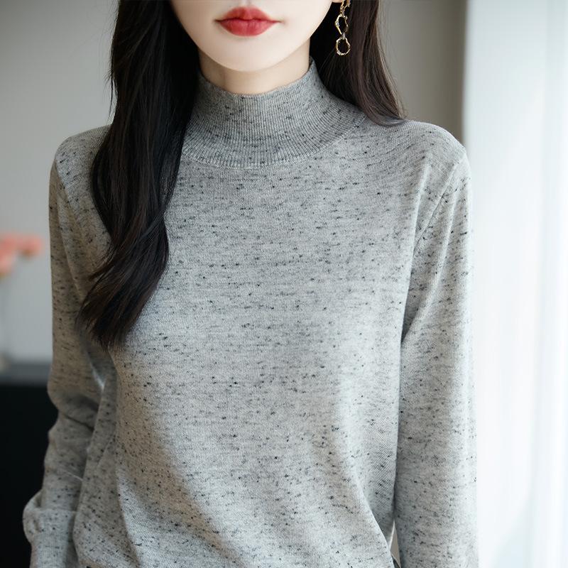 Soft and Soft Base Knitted Sweater for Autumn and Winter New Semi-high Neck Loose Inner Layer Sweater for Women