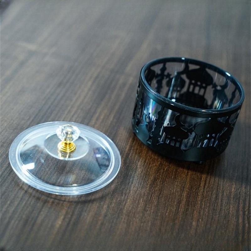 Eid Mubarak Serving Platters with Lid, Metal Ramadan Dessert Tray Food Storage Box Jar Container Table Decoration for Cookies Candy