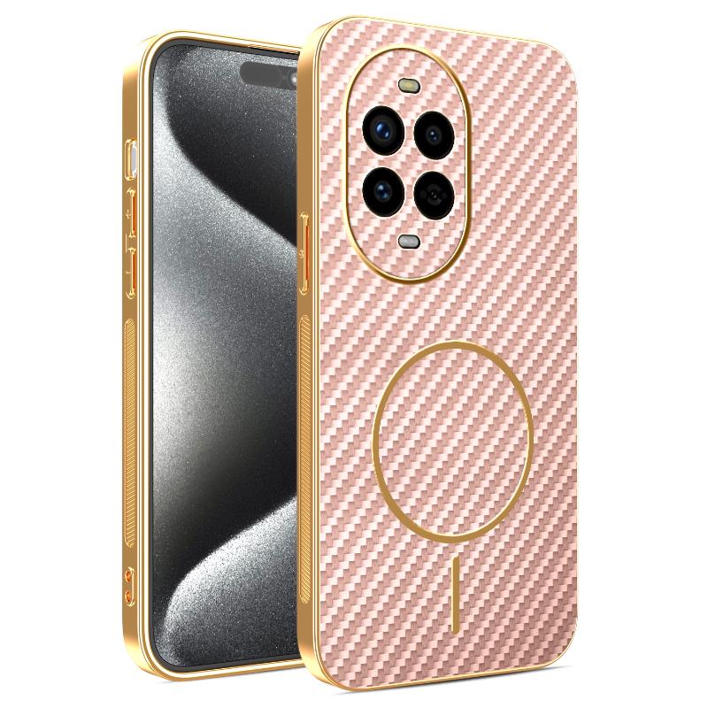 

Чехол для Huawei Nova 13 Pro Nova12 Новый Гальваническое покрытие Кевлар Магнитная Матовая Крышка для Huawei Nova 13Pro Ударопрочная Фунда Huawei nova 12 розовый