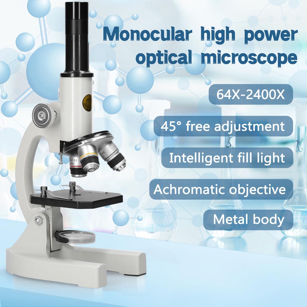 64X 2400X Monocular Optical Microscope School Children Science Experimental Biology Teaching Microscope