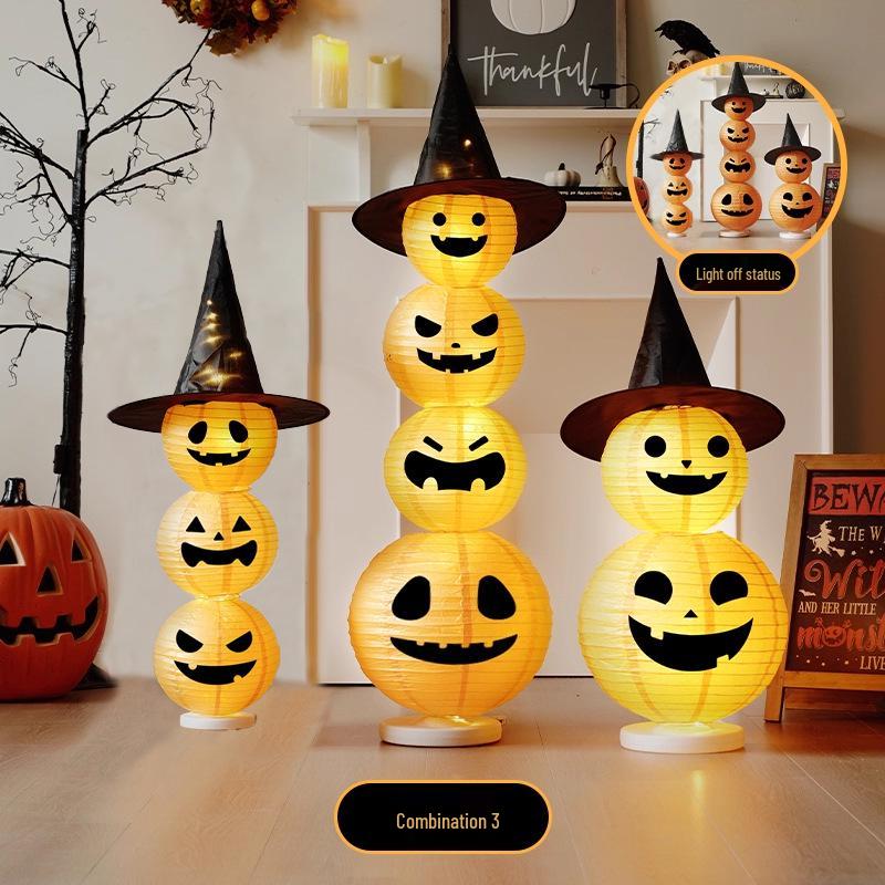 Light-Up Halloween Pumpkin Lantern Ornaments for Bar or Storefront Décor.