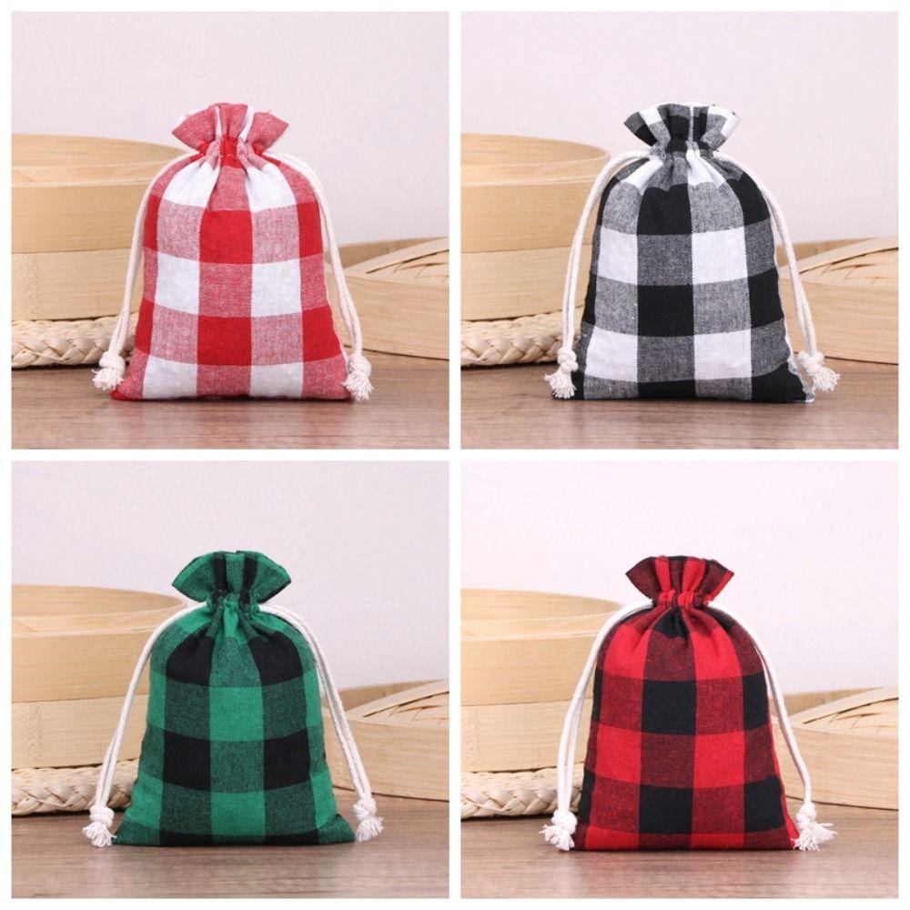 10pcs/lot Cotton Christmas Gift Drawstring Bags Burlap Gift Bag Cosmetic Wedding Candy Gift
