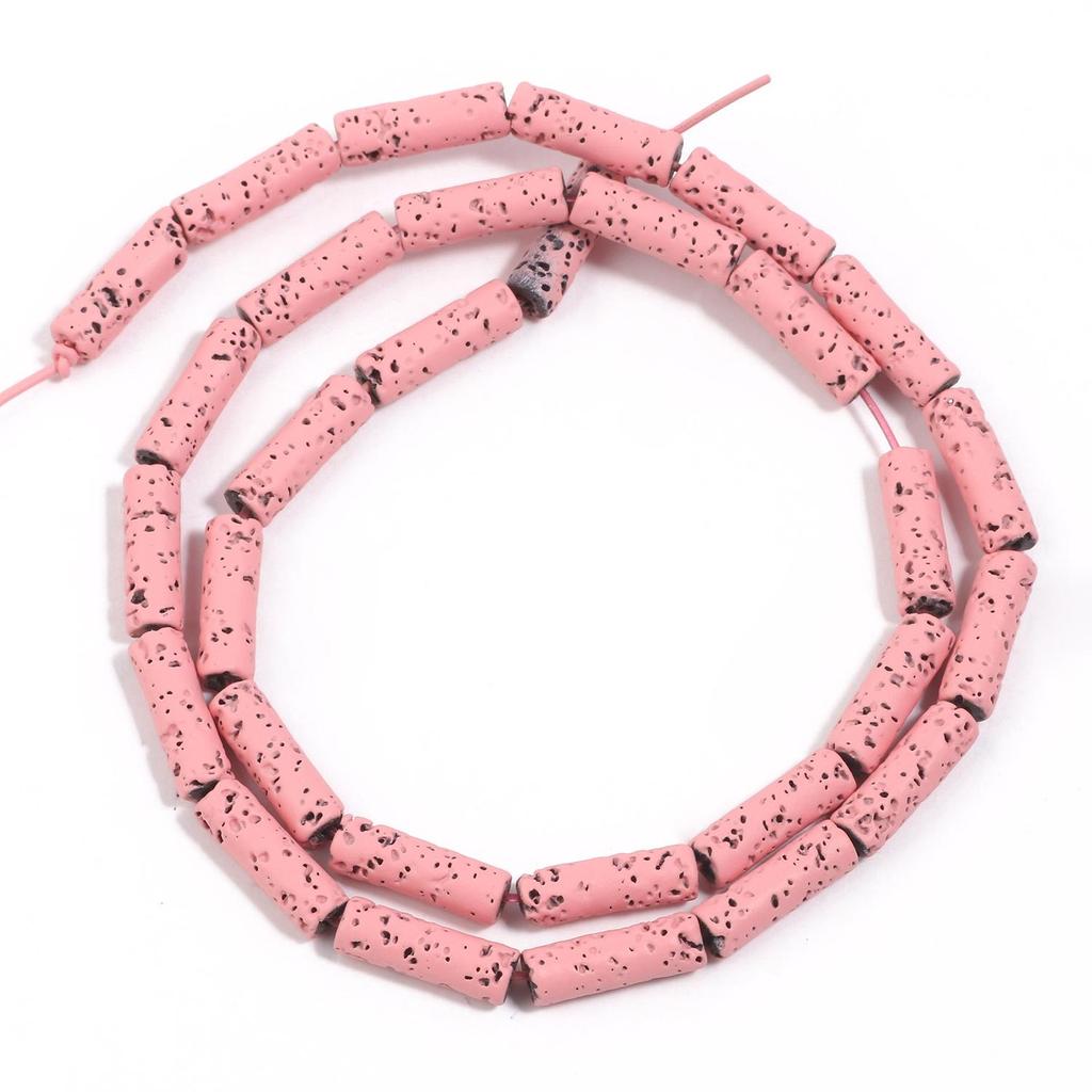 4x13mm Multicolor Rondelle Column Tube Lava Stone Loose Spacer Beads For Making Jewelry Handmade Diy Bracelet Craft