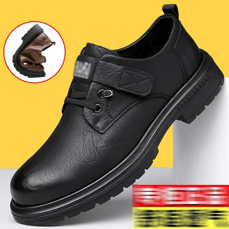 Pánské podzimní a zimní bavlněné boty Britský styl společenské kožené boty trendy měkkopodrážkové ležérní boty retro pánské pracovní boty