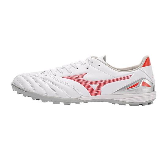 Mizuno Zapatillas de Fútbol TF Morelia Neo 4 Piel de Canguro Punta Redonda Con Cordones Unisex Blanco Rojo P1GD243460