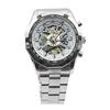 Men Hand-Winding Skeleton Automatic Mechanical Stainless Steel Sport Wrist Watch
