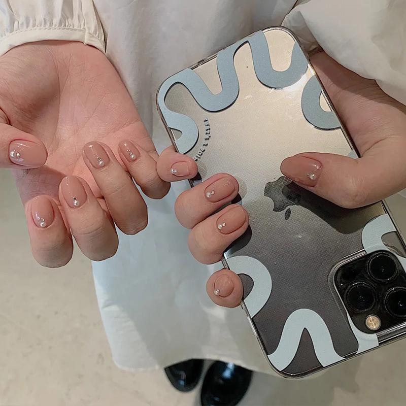 12-Grid Nail Art Pearls: Off-White Mixed Sizes, No Holes, Semi-Circular Boxed Decorations