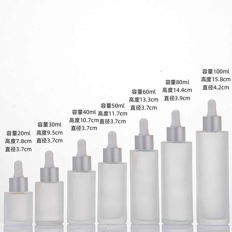Frosted Glass Dropper Bottle 20-100ml, Straight Shoulder Essential Oil Serum Container for Skincare