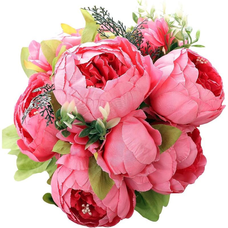 

Букет искусственных пионов 13 головок цветы бутон винтажный искусственный пион 47см шелковые цветы для свадьбы домашнее украшение, 1 шт. персидский розовый
