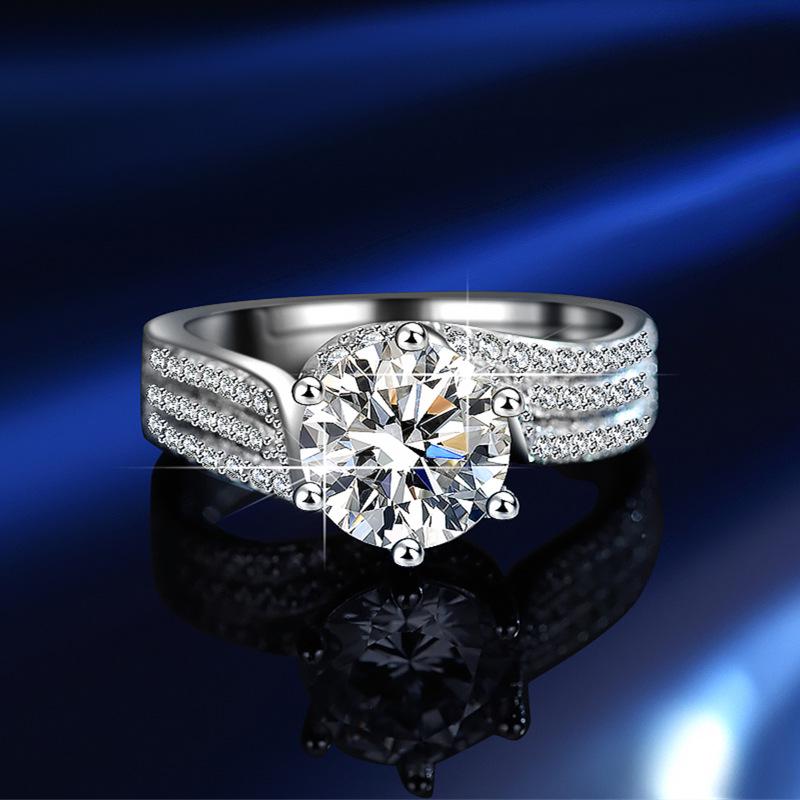 S925 Sterling Silver Moissanite One-Carat Ring - European & American Fashion