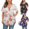 Women Plus Size Fashion Printing Short Sleeves  T-Shirt Blouse Tops