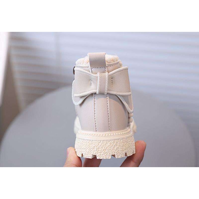 New Winter Korean Style Lined Children's British Ankle Boots Girls Side Zipper Fashion Soft Durable Leather Boots