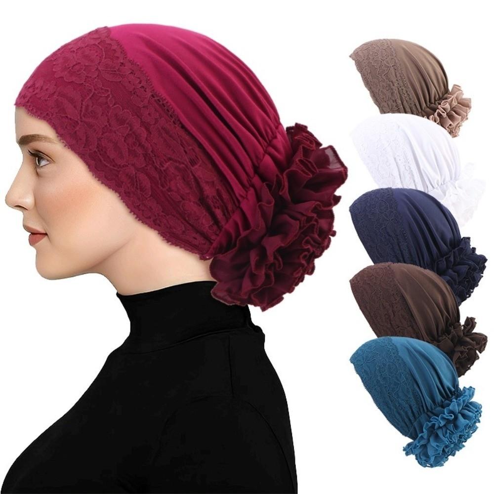 Soft Turban Hat Solid Color Pullover Hat Elegant Women's Hijabs  Women Headwear