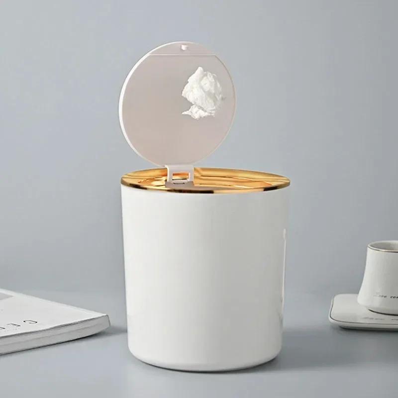 Mini Small Waste Bins Desktop Garbage Basket Home Table Plastic Trash Can Office Supplies Dustbins Sundries Barrel Box