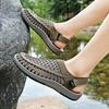 Men Outdoor Hiking Sandals Handmade Summer Black Roman Sandals Wide Beach Water Shoes Plus Size