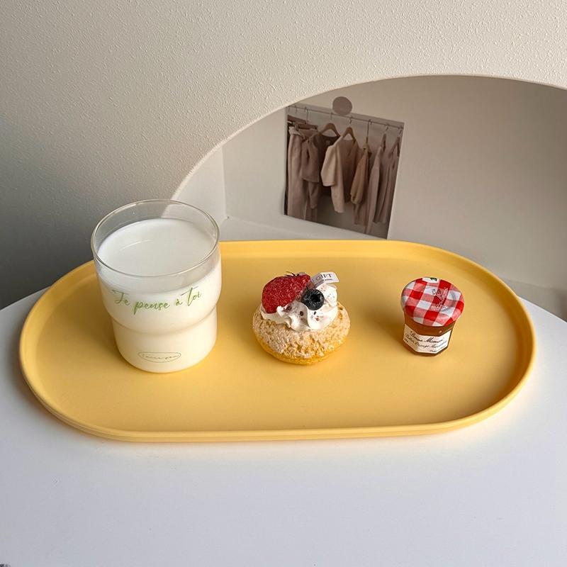 PP Oval Tray Cake Dessert Utensil Tray Ins Korean Dumpling Plate Jewelry Storage Plate Restaurant Insulation Pad Fruit Plate