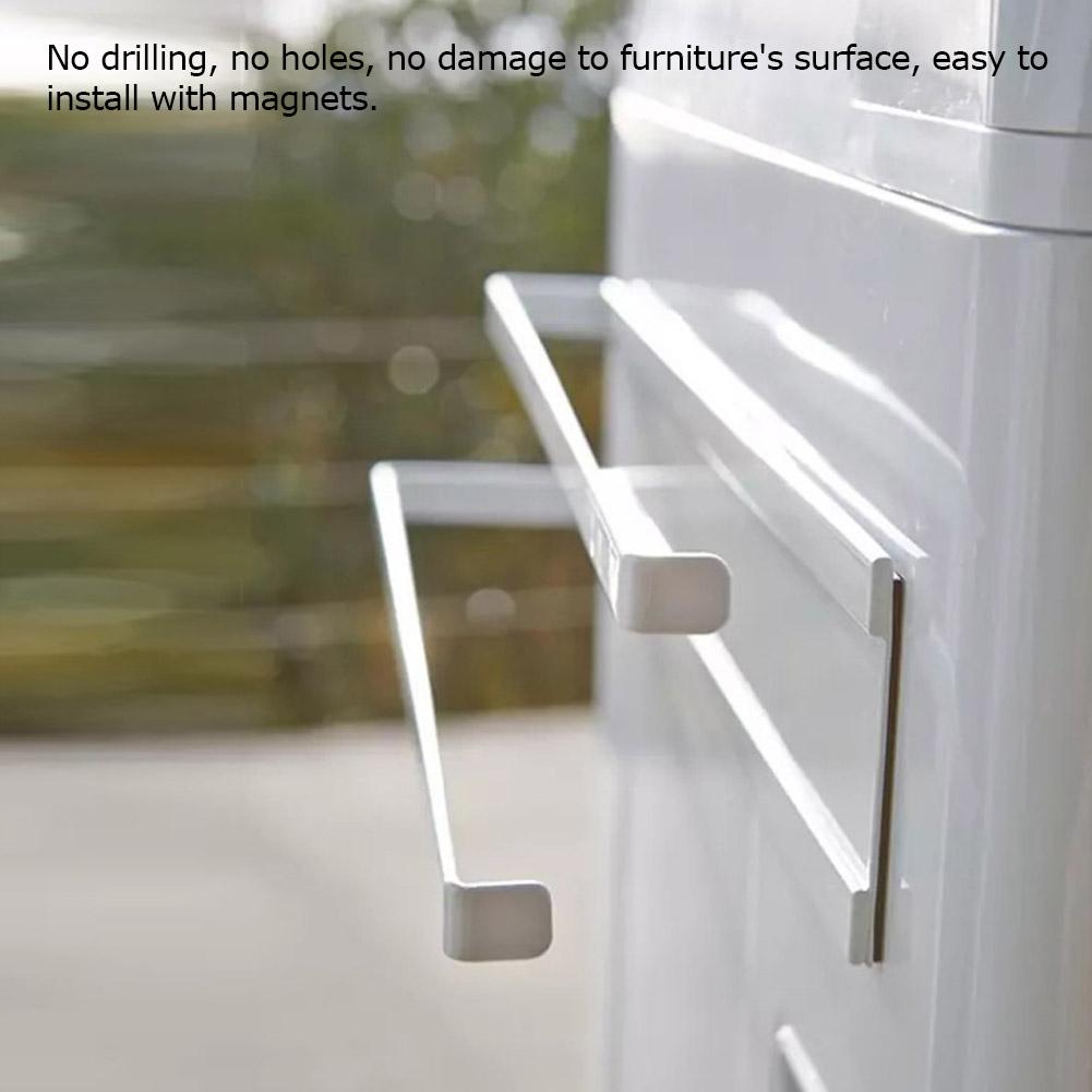 Magnetische Doppel-Badetuchstange Handtuchhalter Ablage für Badezimmer Küche(Weiß)