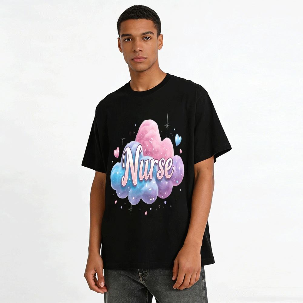 Dreamy Cloud Heart Nurse Themed Casual Printed Top Pure cotton T-shirt