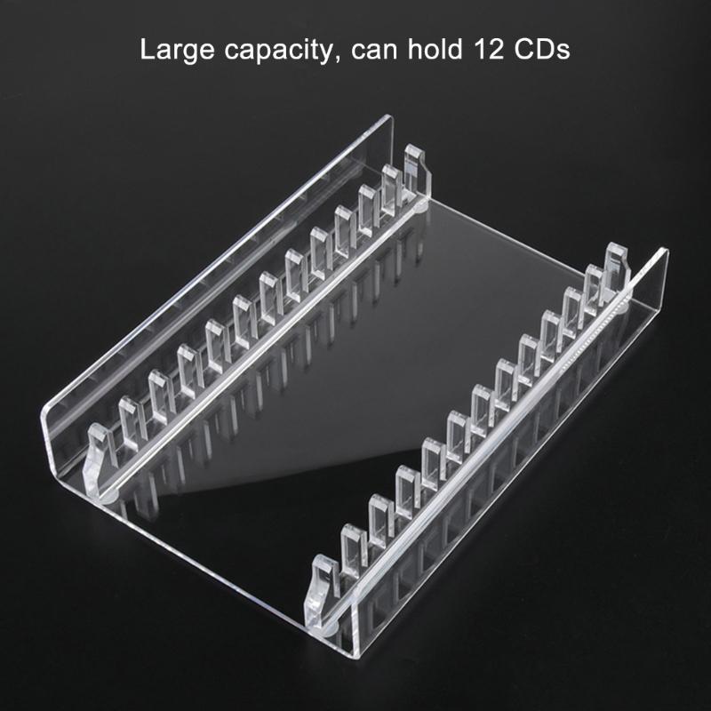 Clear Acrylic CDs Holder, Desktop Organizers Rack for 12 Standard CDs Case, Slip Resistant Base