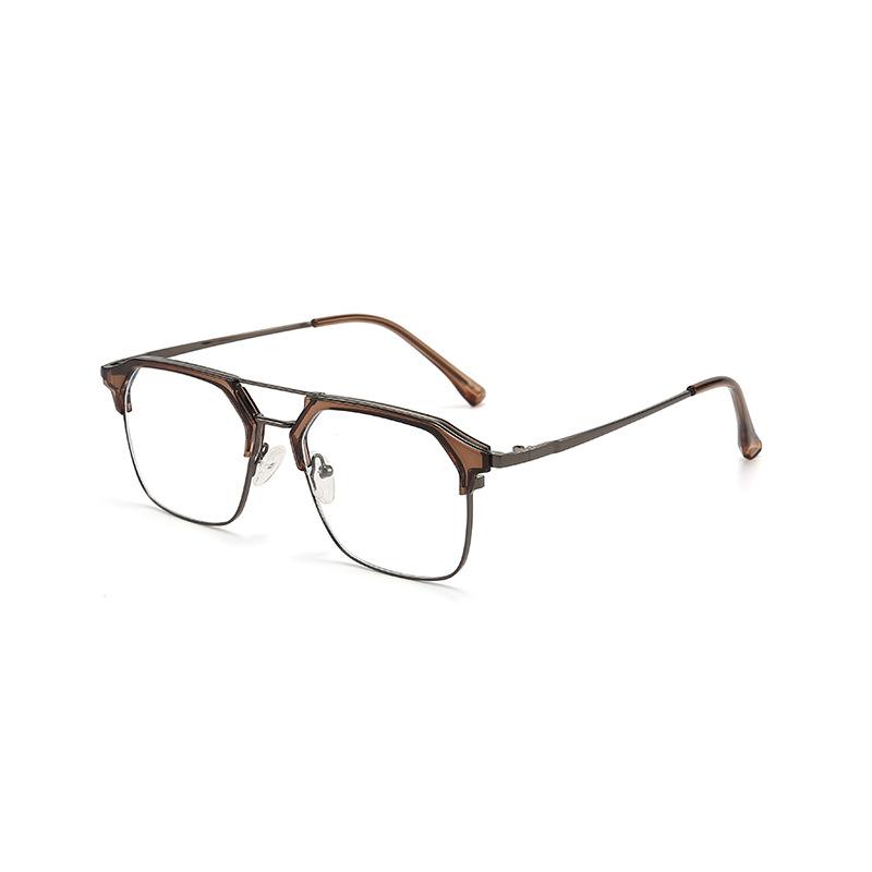 New Ultra-light Half-frame Anti-blue Light Flat Mirror for Men, Cool and Handsome Glasses, Double Beam, Large Frame, Black Warrior Glasses Frame