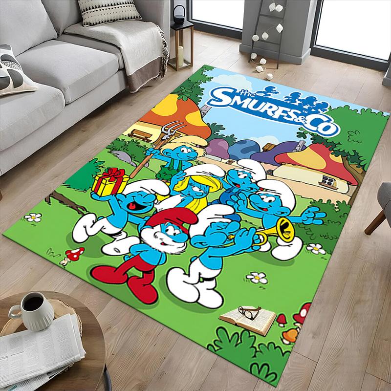 1pc Smurfs Colorful Carpet for Playroom Bedroom Living Room Sofa Home Decor,kids Game Area Rug Non-slip Floor Mat Y72390