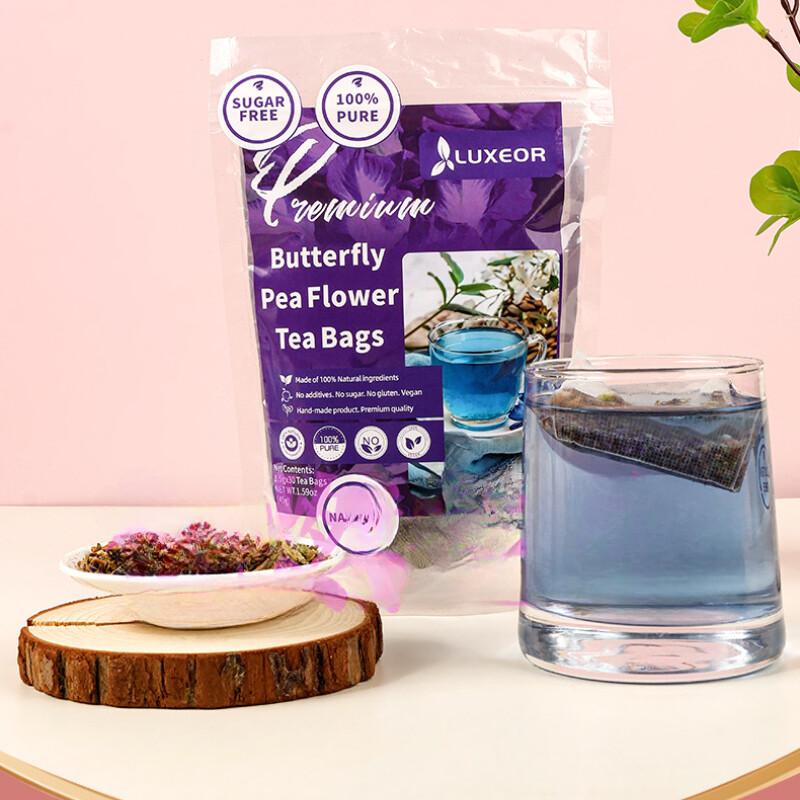 Butterfly Pea Flower Tea Bags - 30 Count Dried Blue Pea Flowers