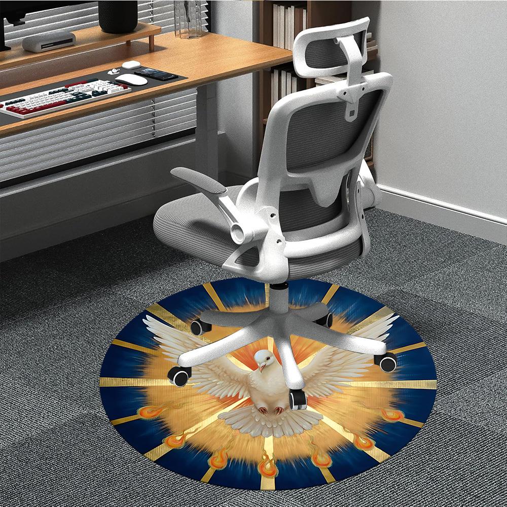 

1pc Holy Spirit Dove Chair Carpet for Office Non-Slip, Machine Washable Rug for Office, Room - Polyester, Machine Made yy251029142 80cm by 80cm